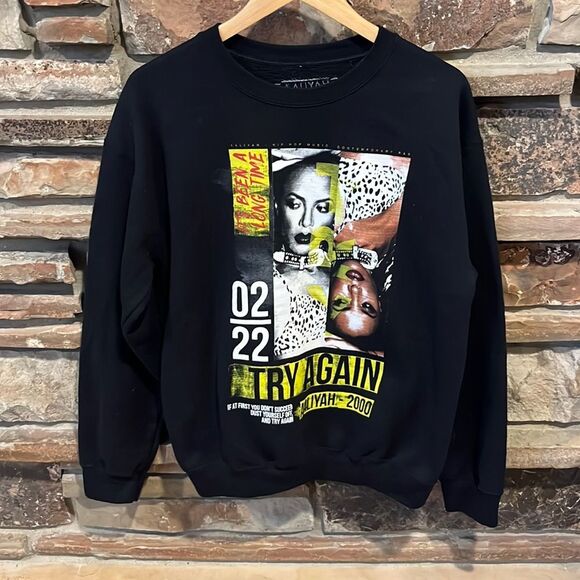 Y2K Aaliyah Crewneck Sweatshirt Try Again 2000 Graphic - Picture 1 of 6